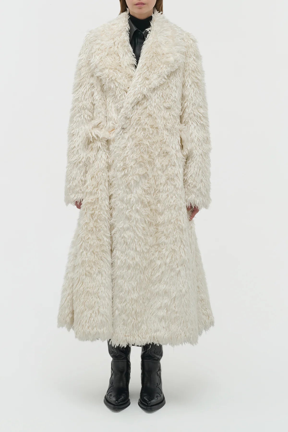 Cantwell Coat en ivoire soie fur