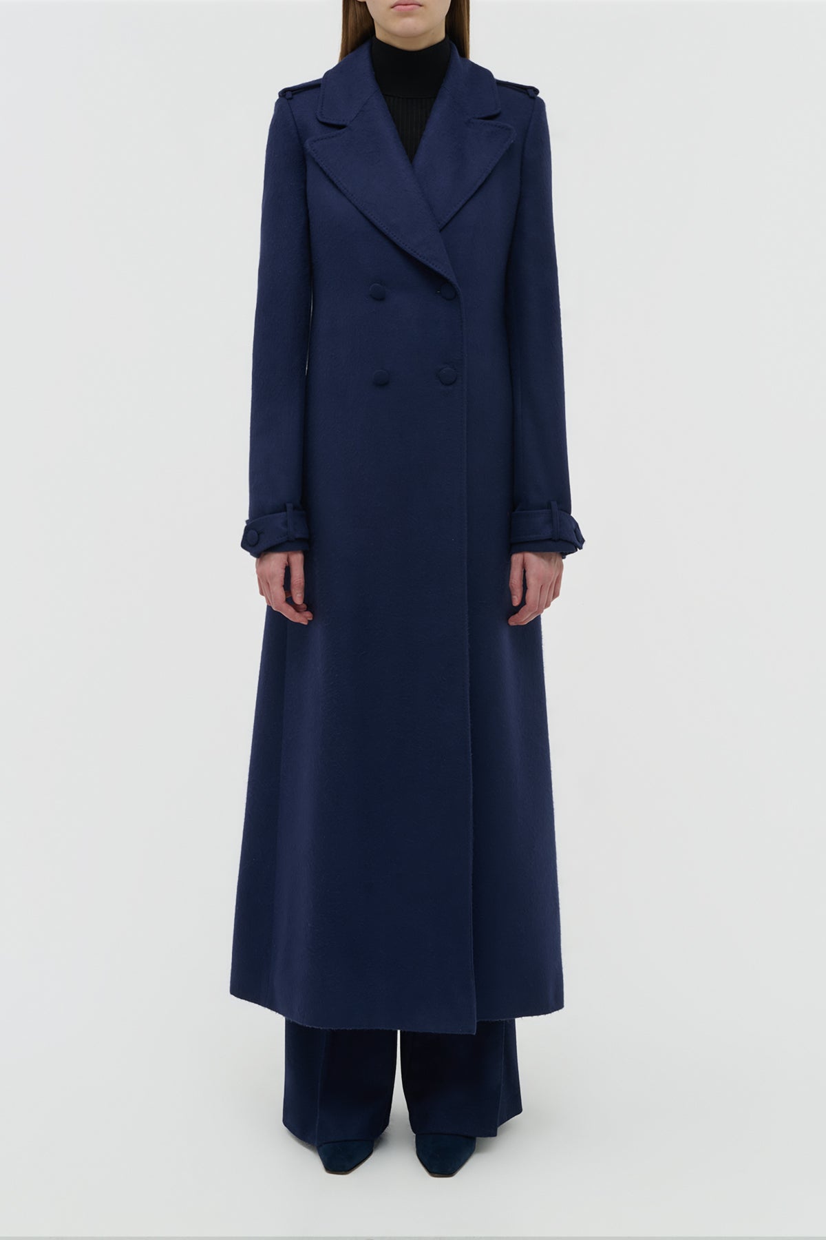 Houstt Coat en bleu marine winter soie