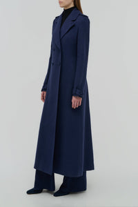 Houstt Coat en bleu marine winter soie