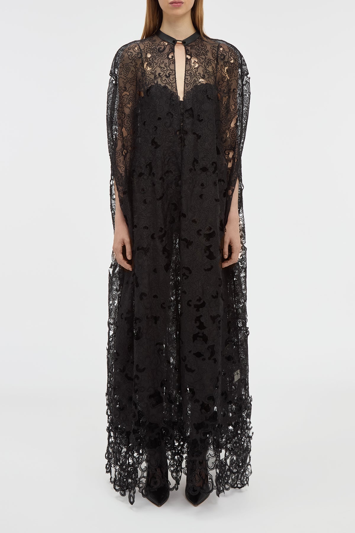 Black / Manteau cape Tarah en soie - Black