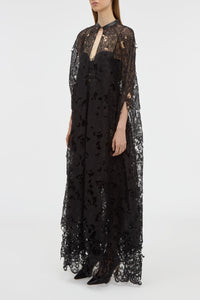 Black / Manteau cape Tarah en soie - Black