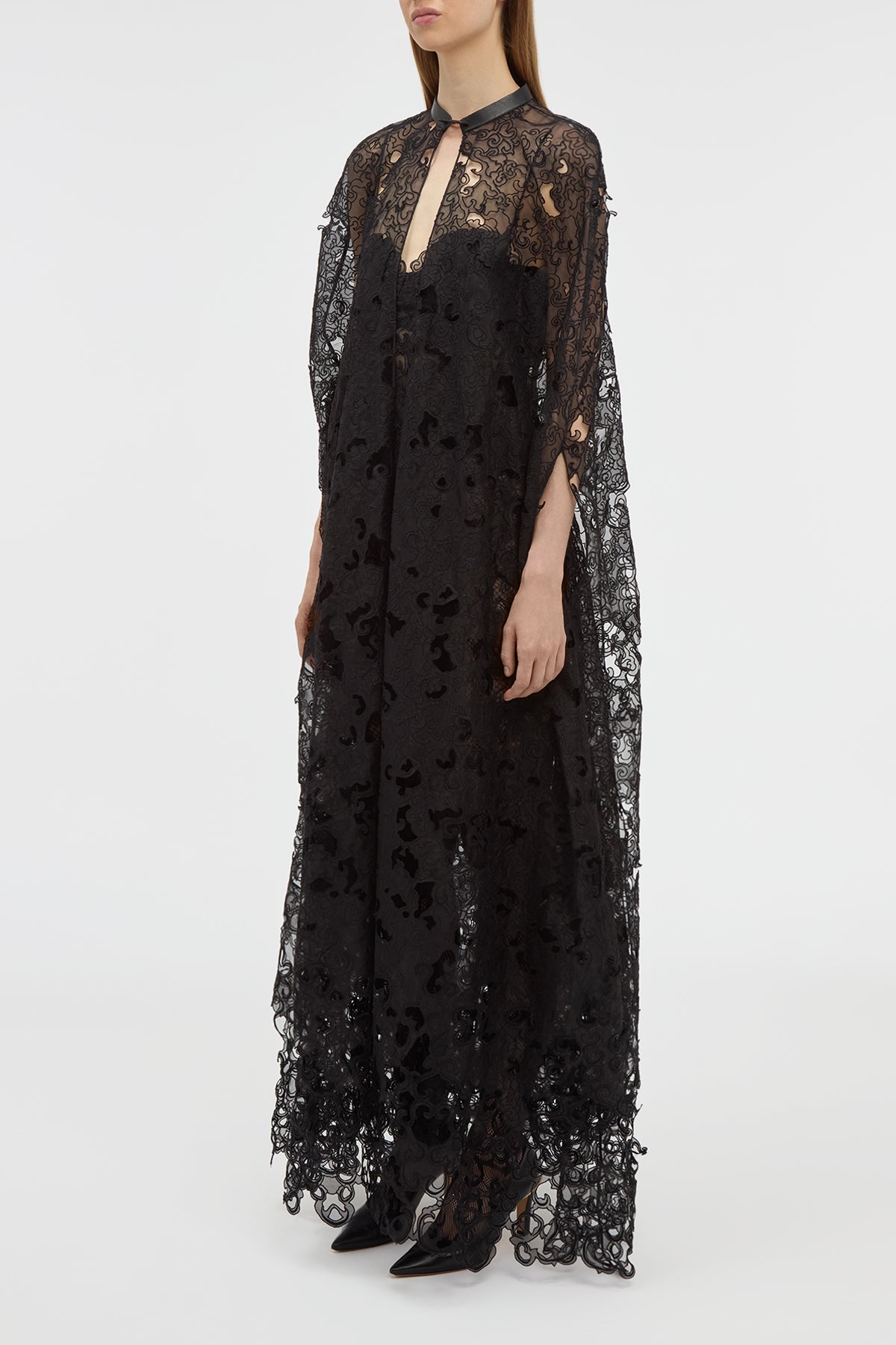 Black / Manteau cape Tarah en soie - Black