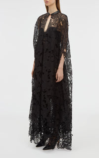 Black / Manteau cape Tarah en soie - Black