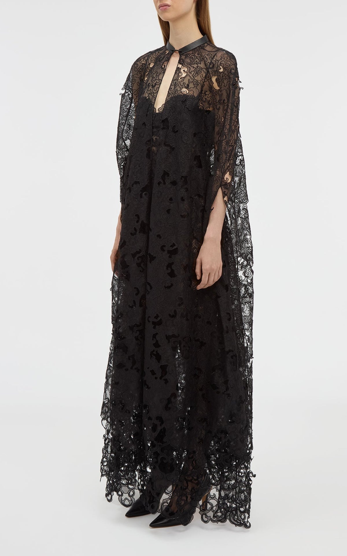 Black / Manteau cape Tarah en soie - Black