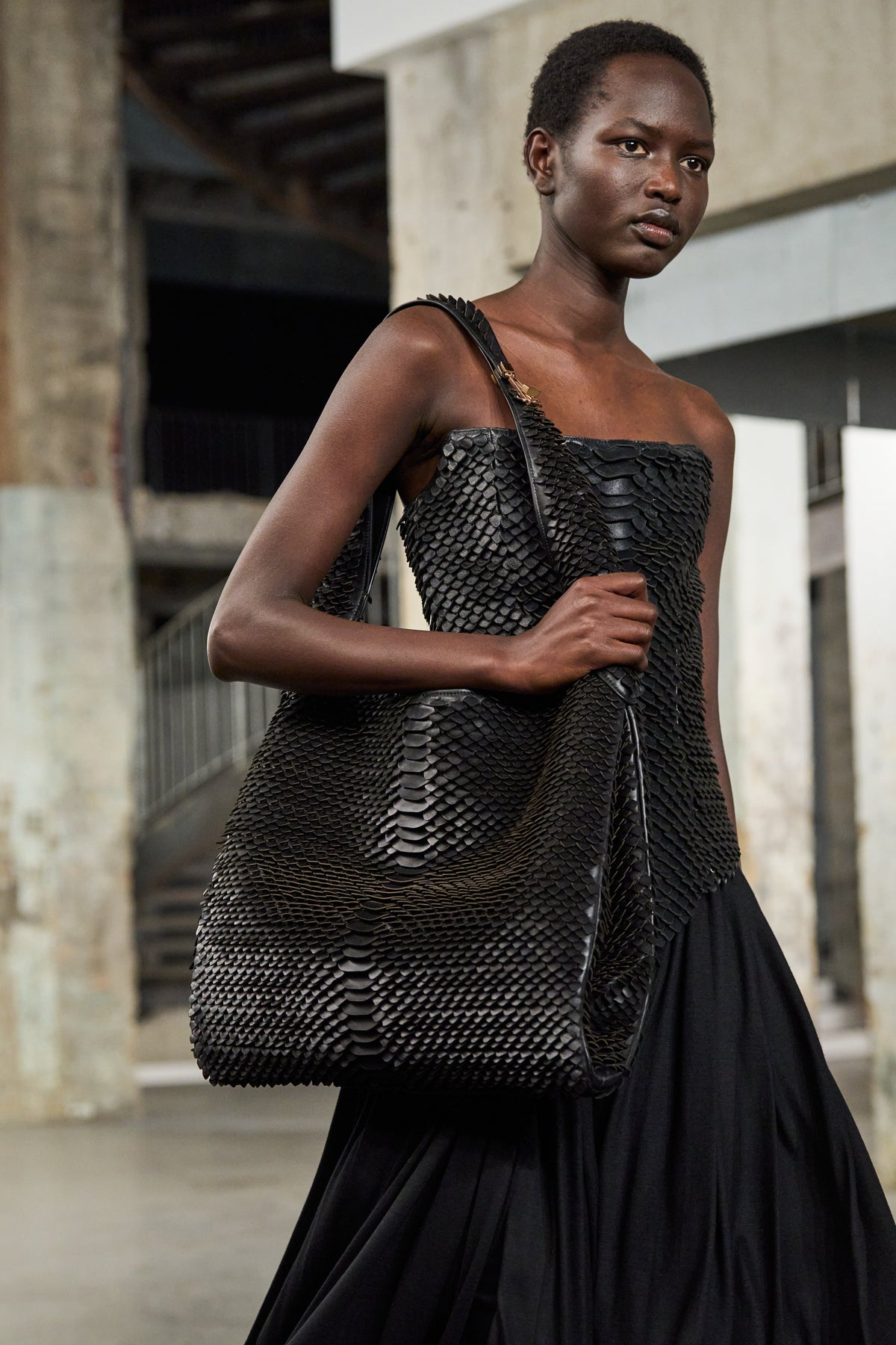 Hobo Large Python Animati en noir laser cut calf cuir