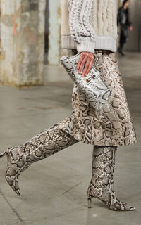 Black & White / Bottes Delia 90 en cuir de python - Black & White