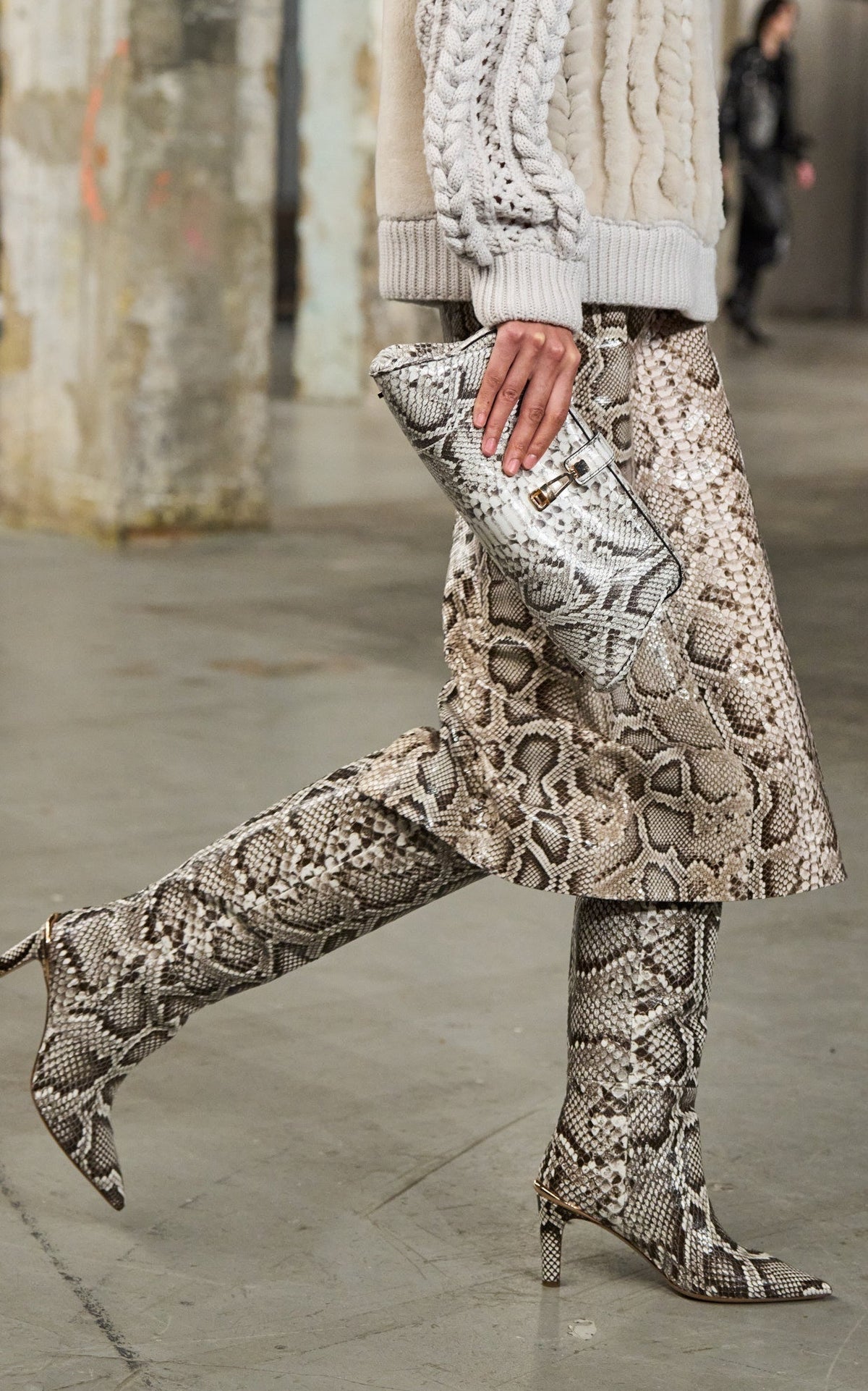 Black & White / Bottes Delia 90 en cuir de python - Black & White