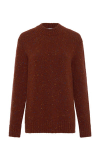 Alfie Sweater en terre de sienne brûlée multicolore aran cachemire fil