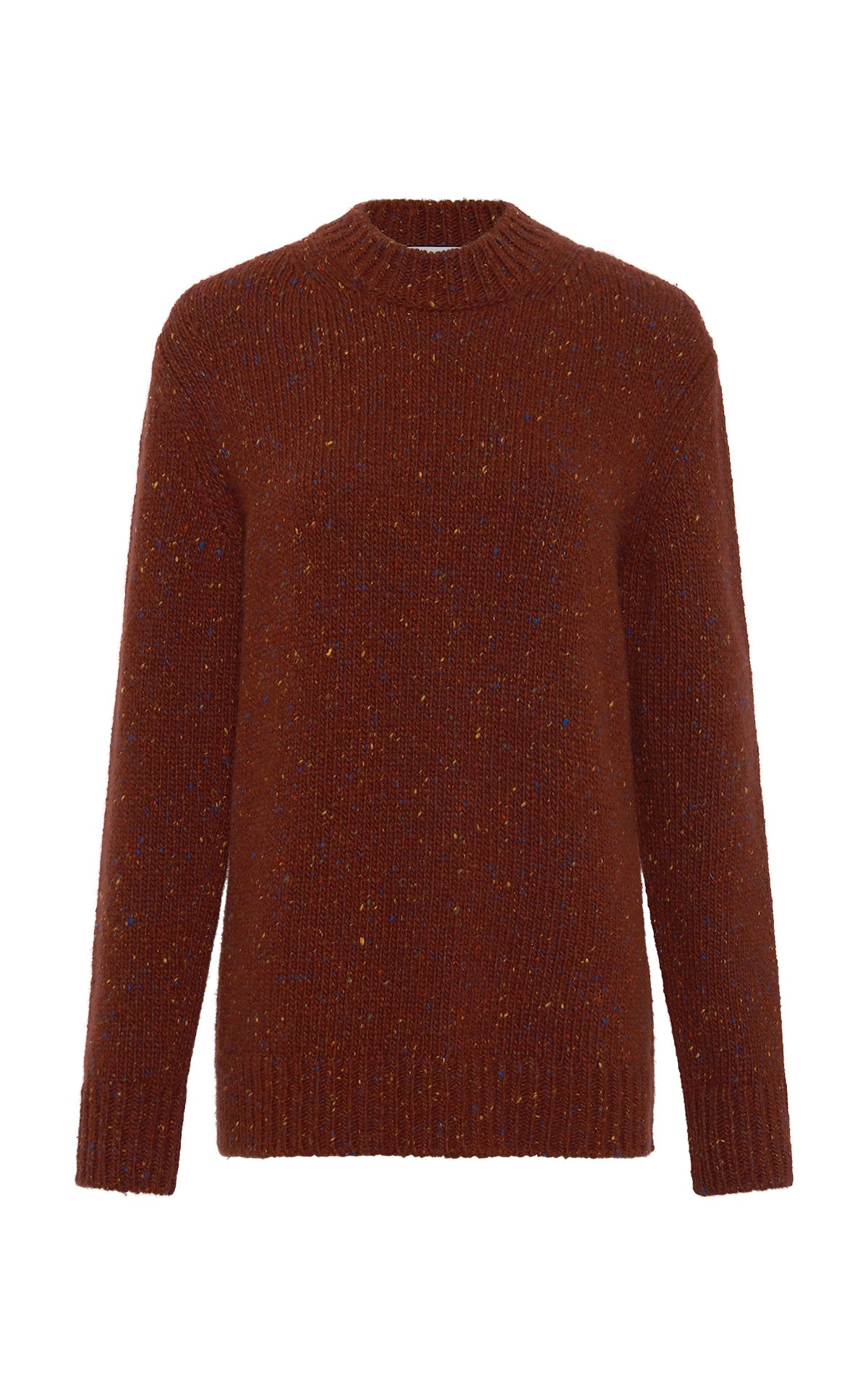 Alfie Sweater en terre de sienne brûlée multicolore aran cachemire fil