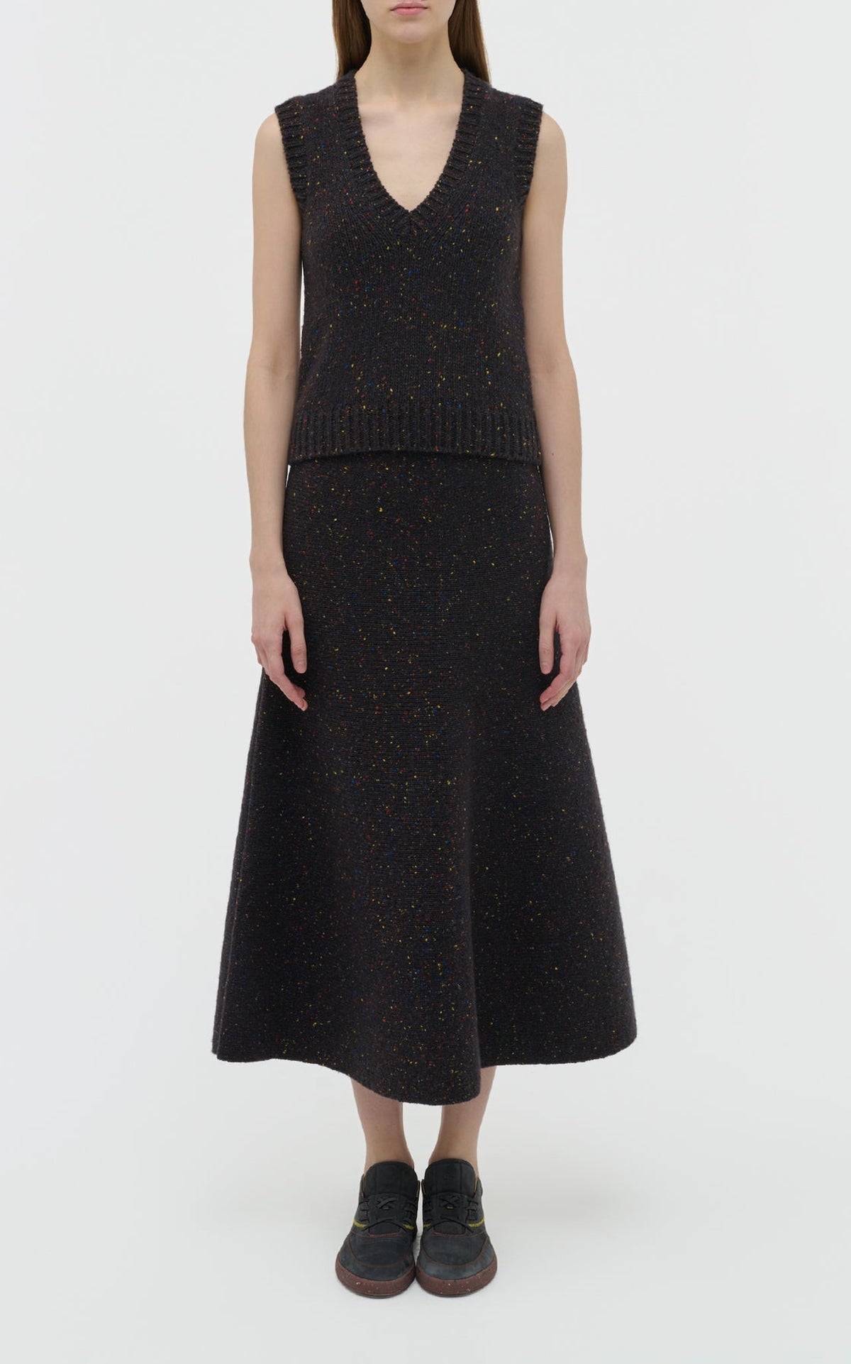 Charcoal Multi / Jupe Eden en cachemire - Charcoal Multi