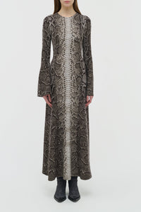 Aalia Dress en camaïeu de gris jaipur cachemire soie fil