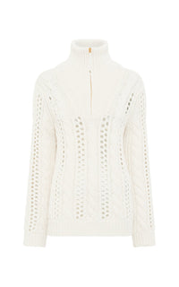 Idris Mock Funnel Neck en ivoire 2/28 cachemire fil
