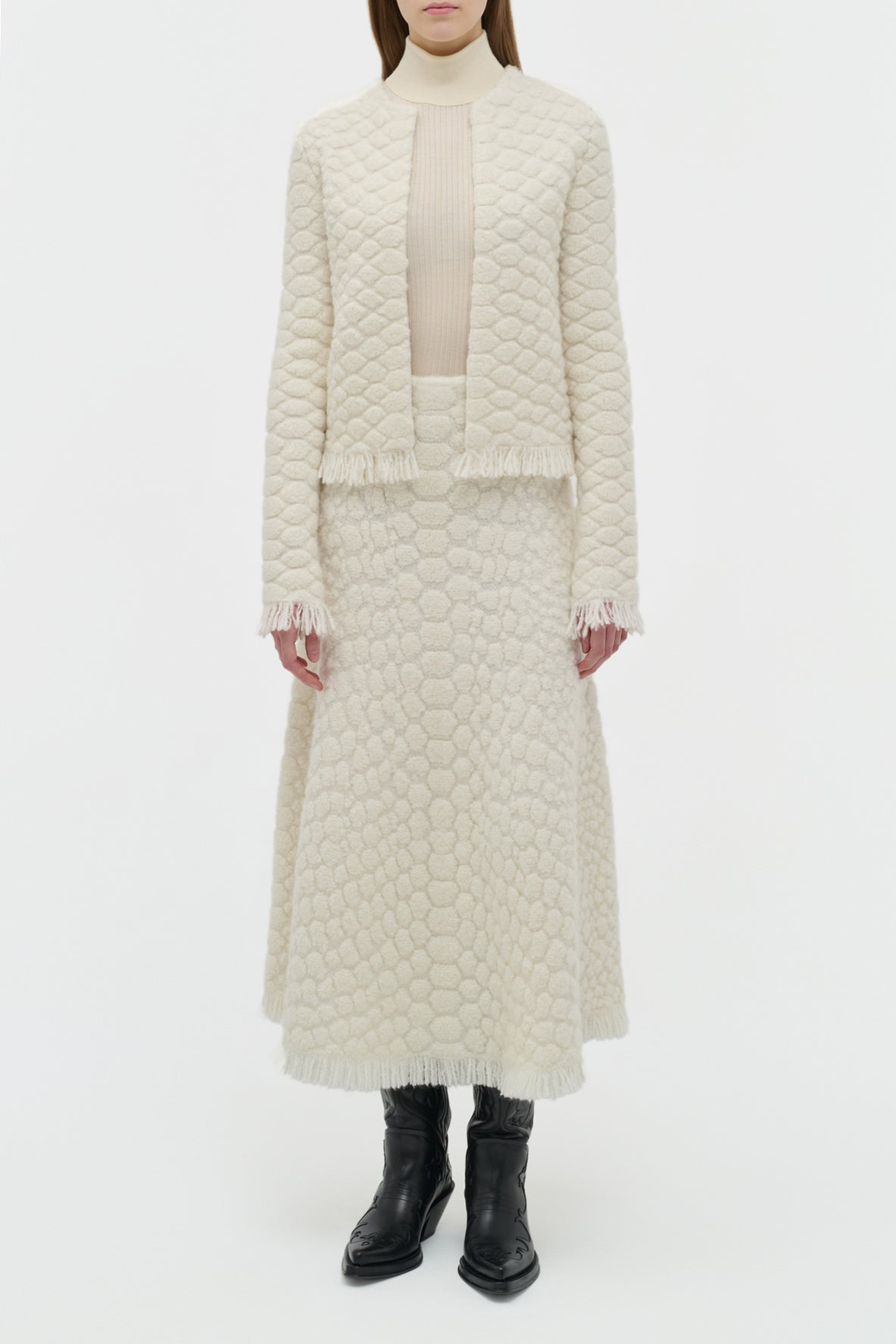Johannes Cardigan en ivoire 2/28 cachemire fil