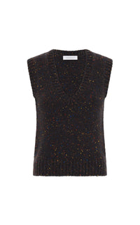 Solomon Vest en anthracite multicolore aran cachemire fil