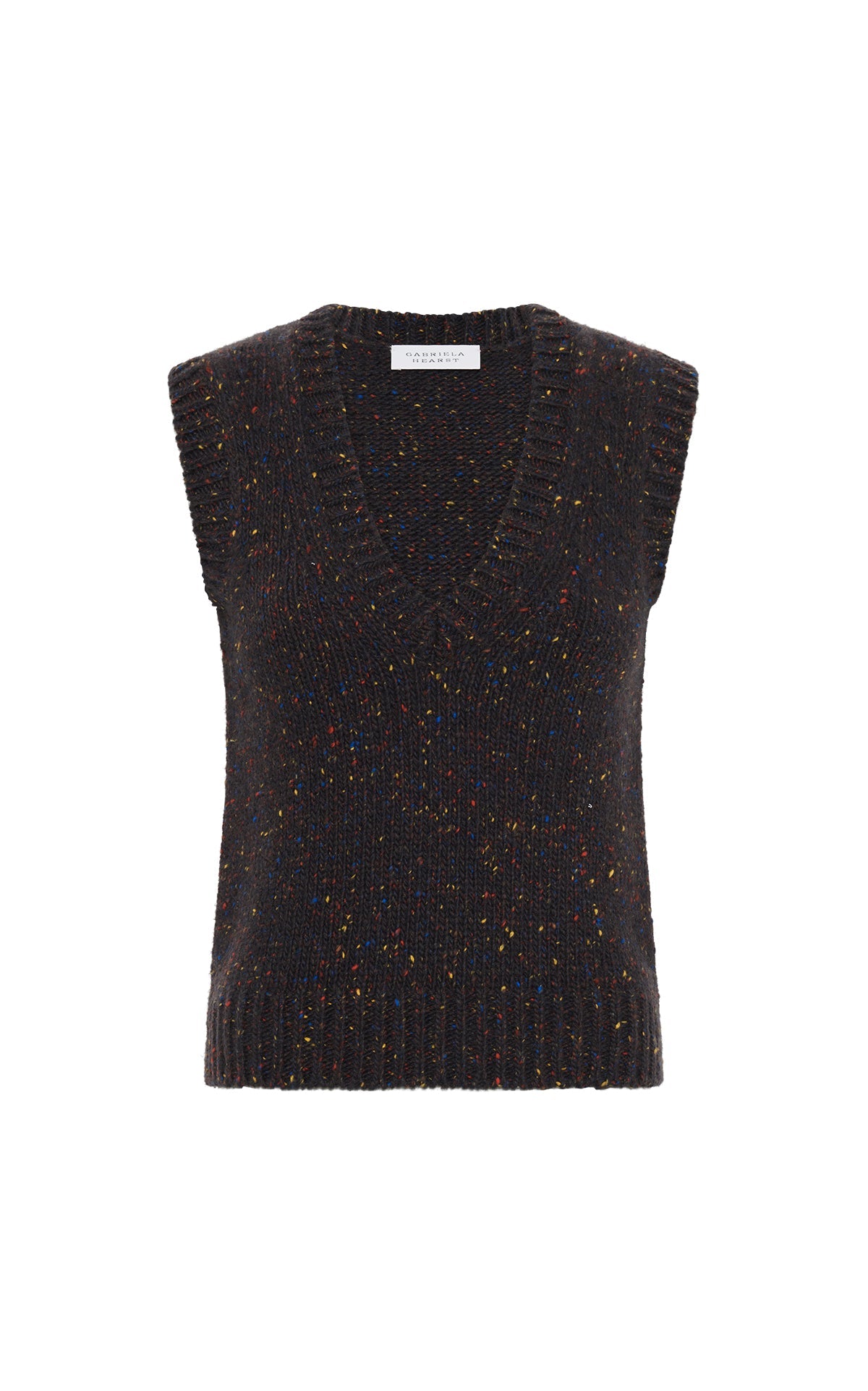 Solomon Vest en anthracite multicolore aran cachemire fil