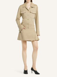 Mini jupe plissée ceinturée - Beige