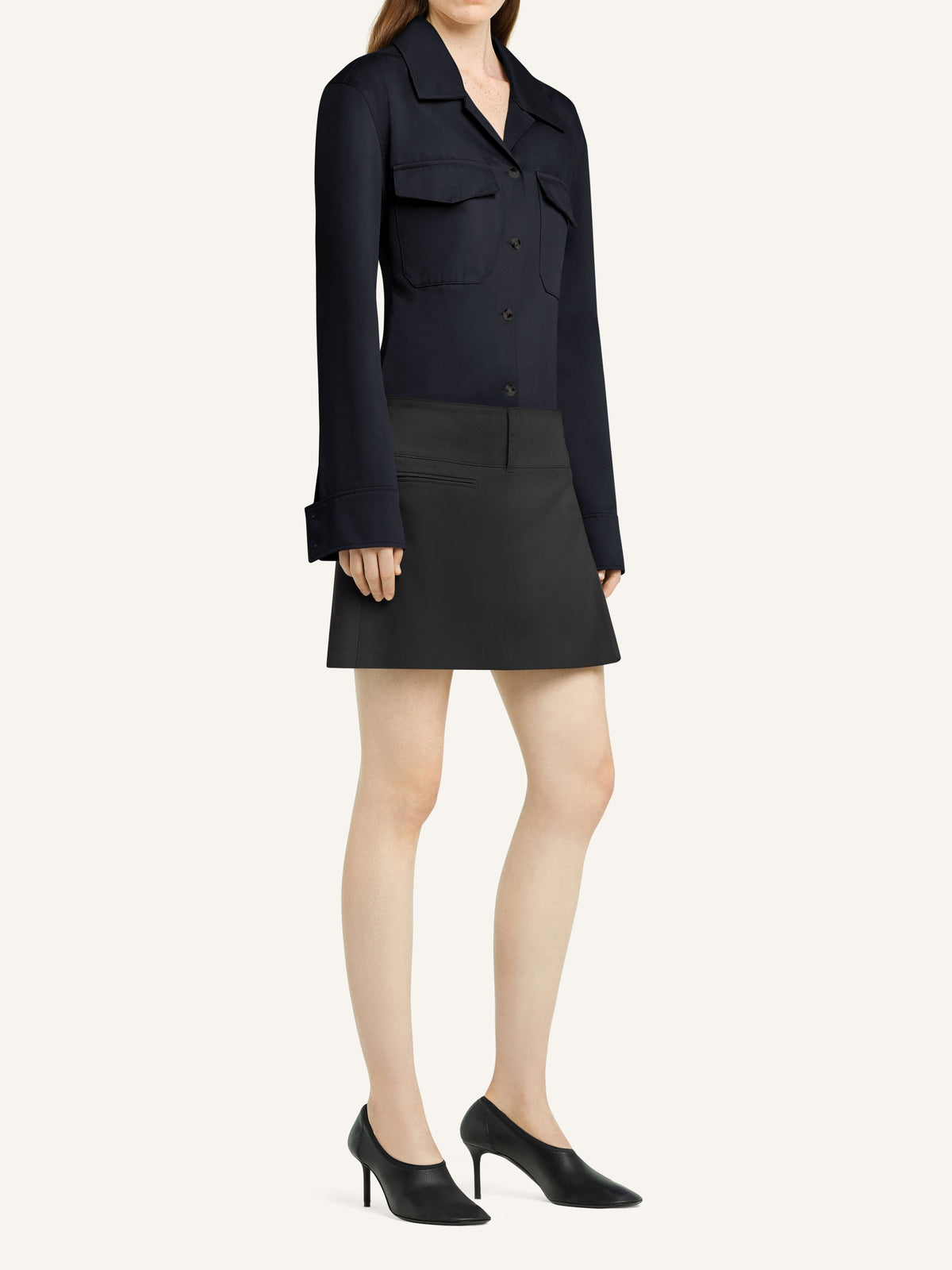 Mini jupe plissée ceinturée - Black