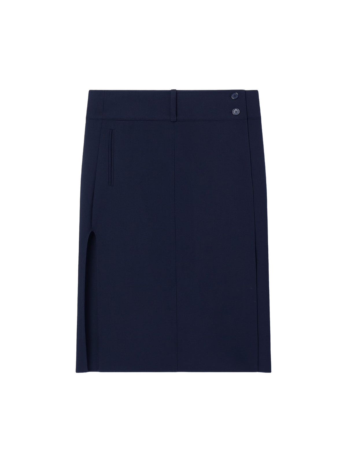 Belted skirt with a slit - Navy