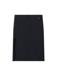Belted skirt with a slit - Black