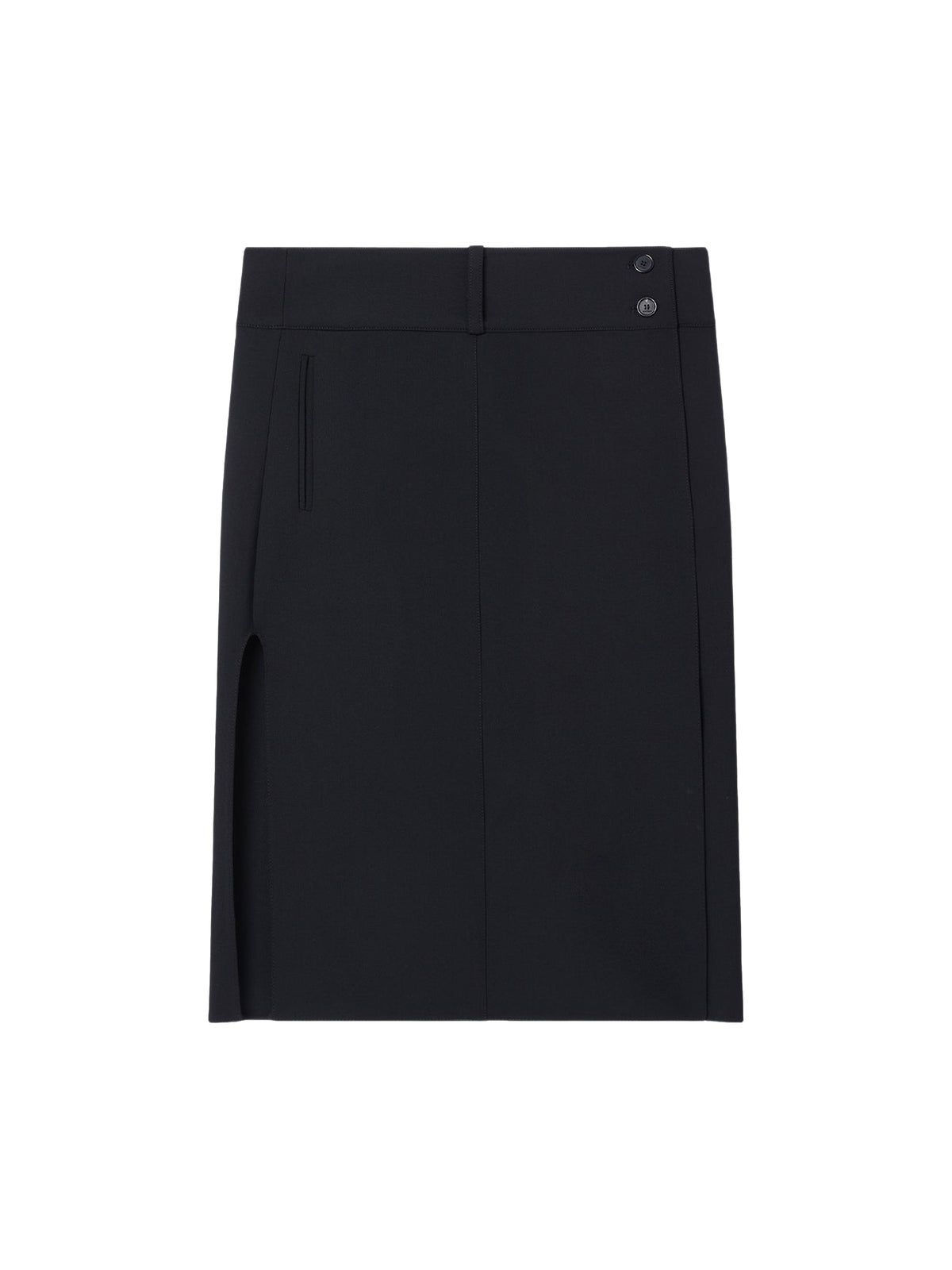 Belted skirt with a slit - Black