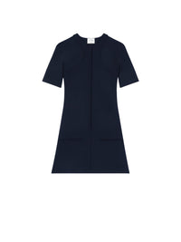 Robe mini trapèze Scuba en laine - Navy