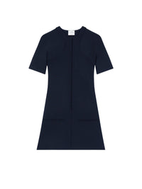 Robe mini trapèze Scuba en laine - Navy
