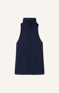 BLOUSE COL FOULARD SANS MANCHES
