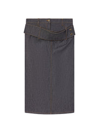Double-belted denim skirt - Dark Heather Grey
