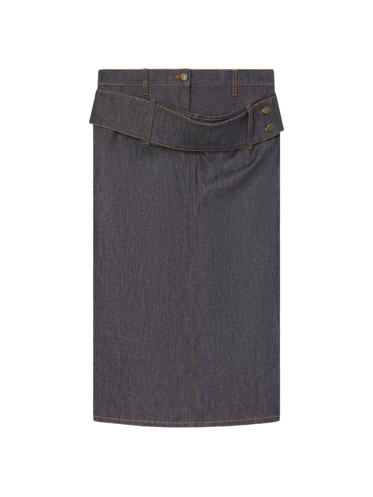 Double-belted denim skirt - Dark Heather Grey
