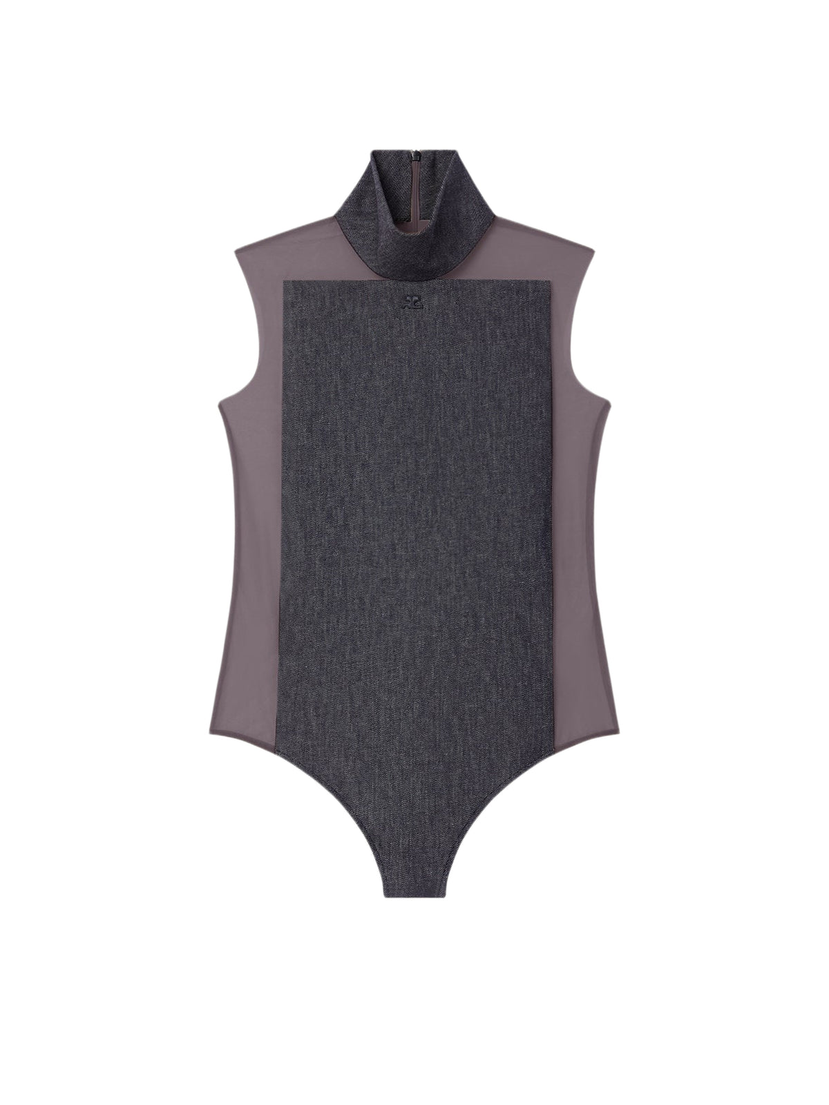 Body Illusion à col montant en denim - Chocolate & Dark Heather Gr