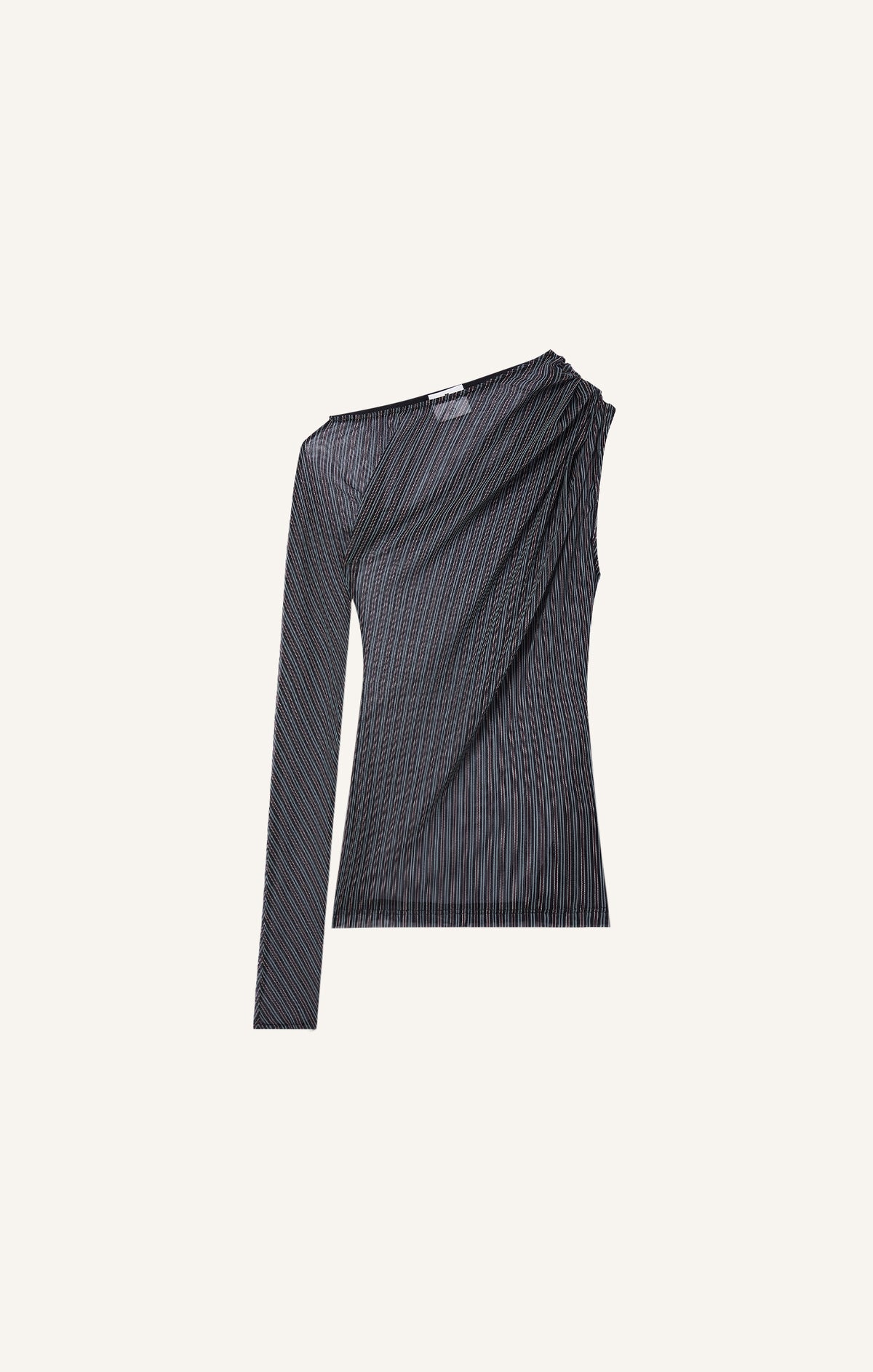 TOP ASYMÉTRIQUE RAYÉ EN MESH