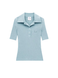 Polo iconique en maille côtelée - Cloud Blue