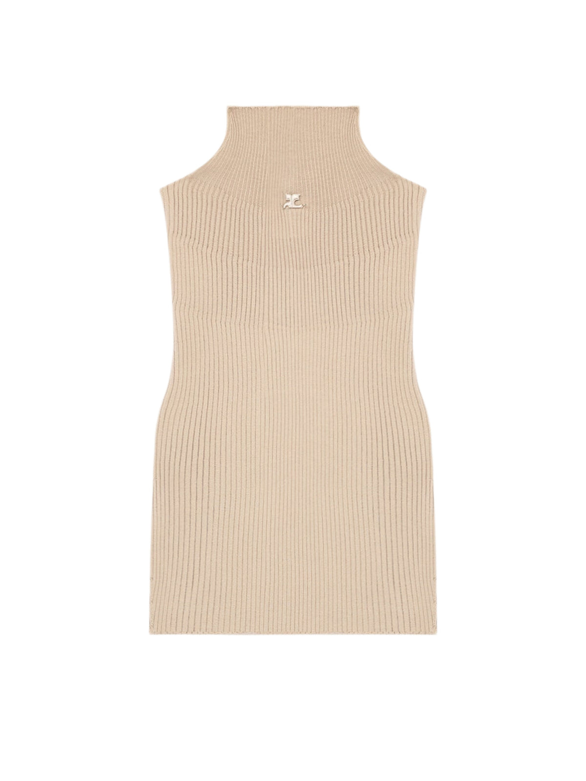 Top col montant en maille - Cappuccino