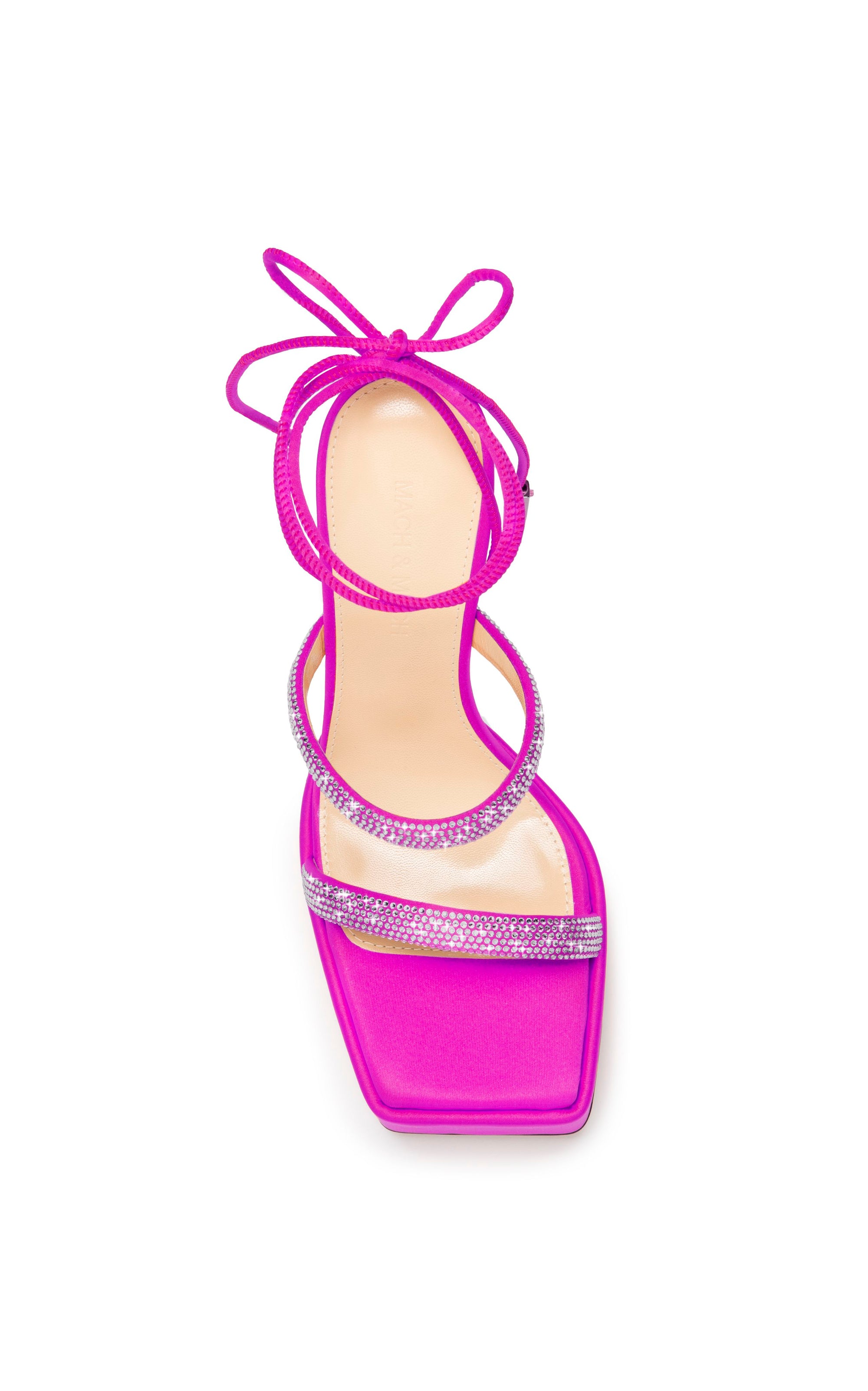 Devon 140 platform sandals in silk & strass - Fuchsia