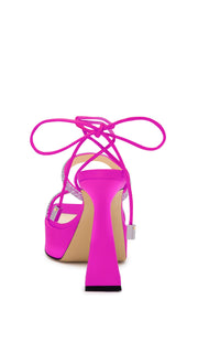 Devon 140 platform sandals in silk & strass - Fuchsia