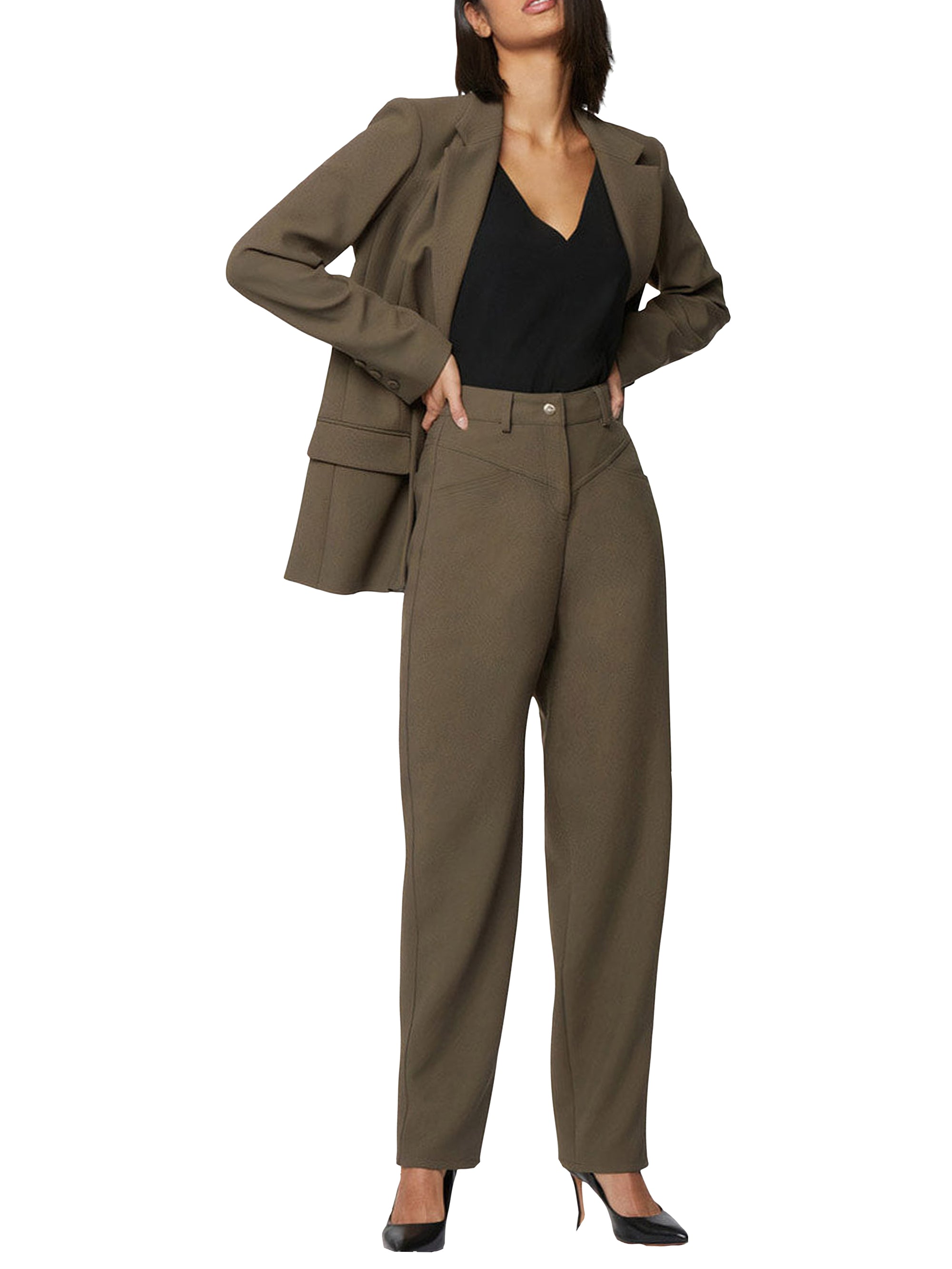 Pantalon carotte structuré - Kaki clair