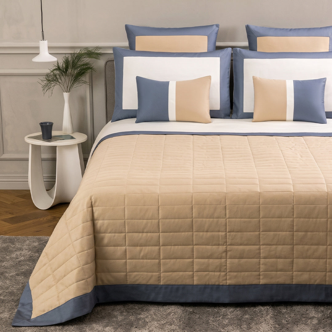 Rectangular Bedspread - Savage Beige & Dark Azure