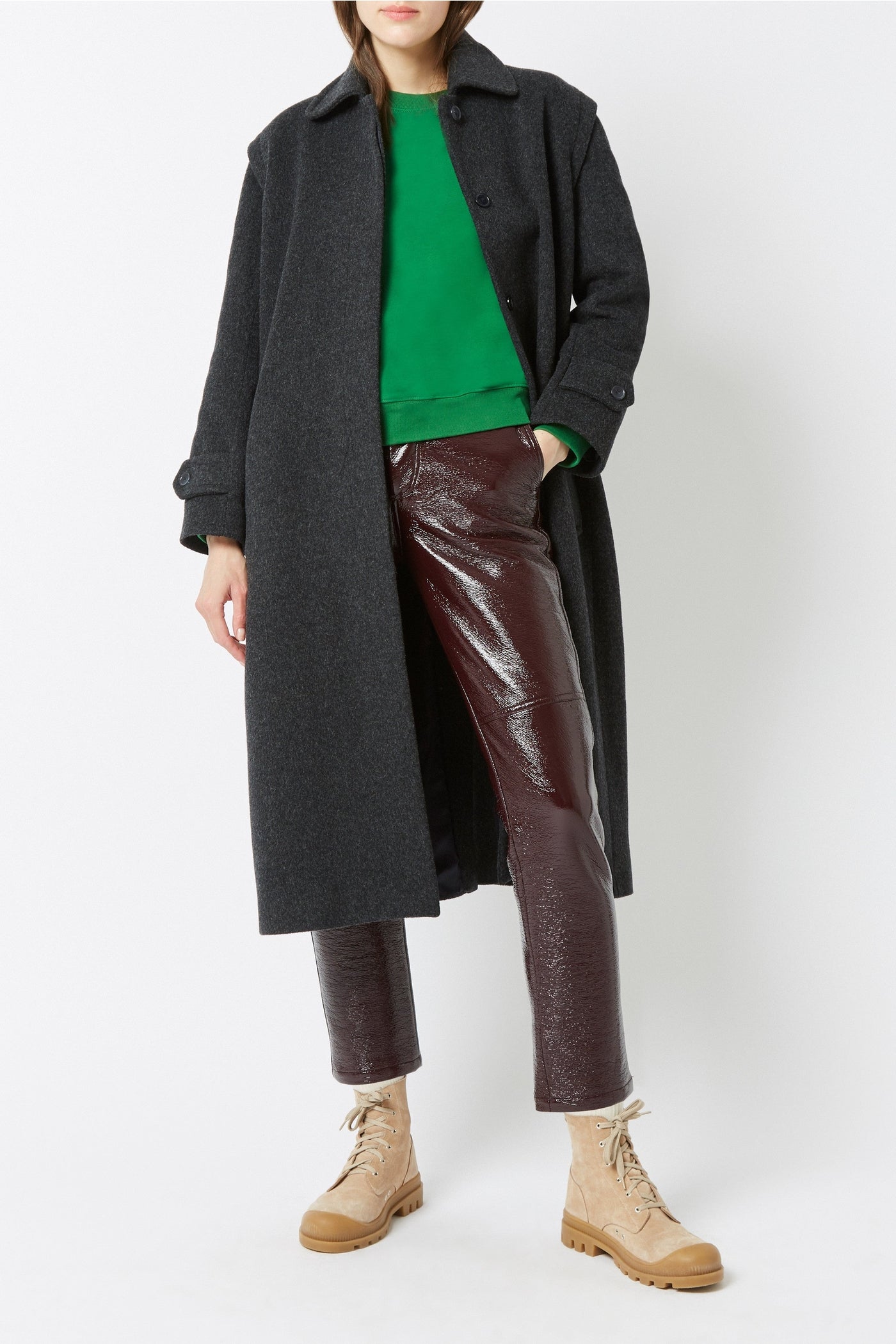 Manteau Alba Folk en laine - Beige