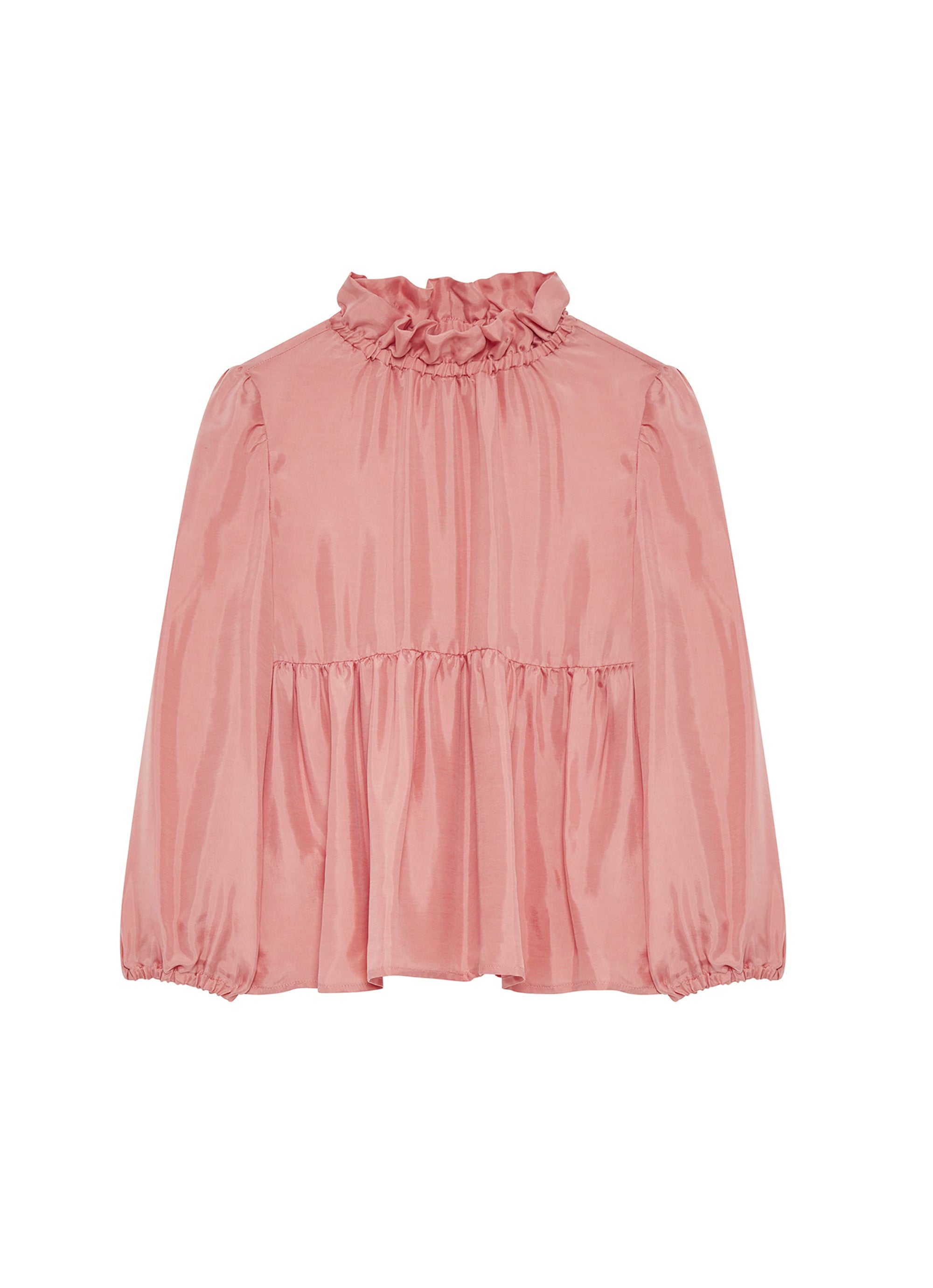 Shirt with ruffled stand-up collar - Rosa Bubble