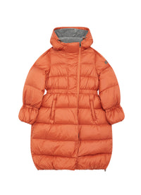 Long hooded down jacket - Terracotta