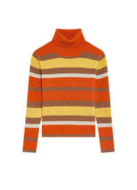 Striped wool turtleneck jumper - Curcuma & Gold