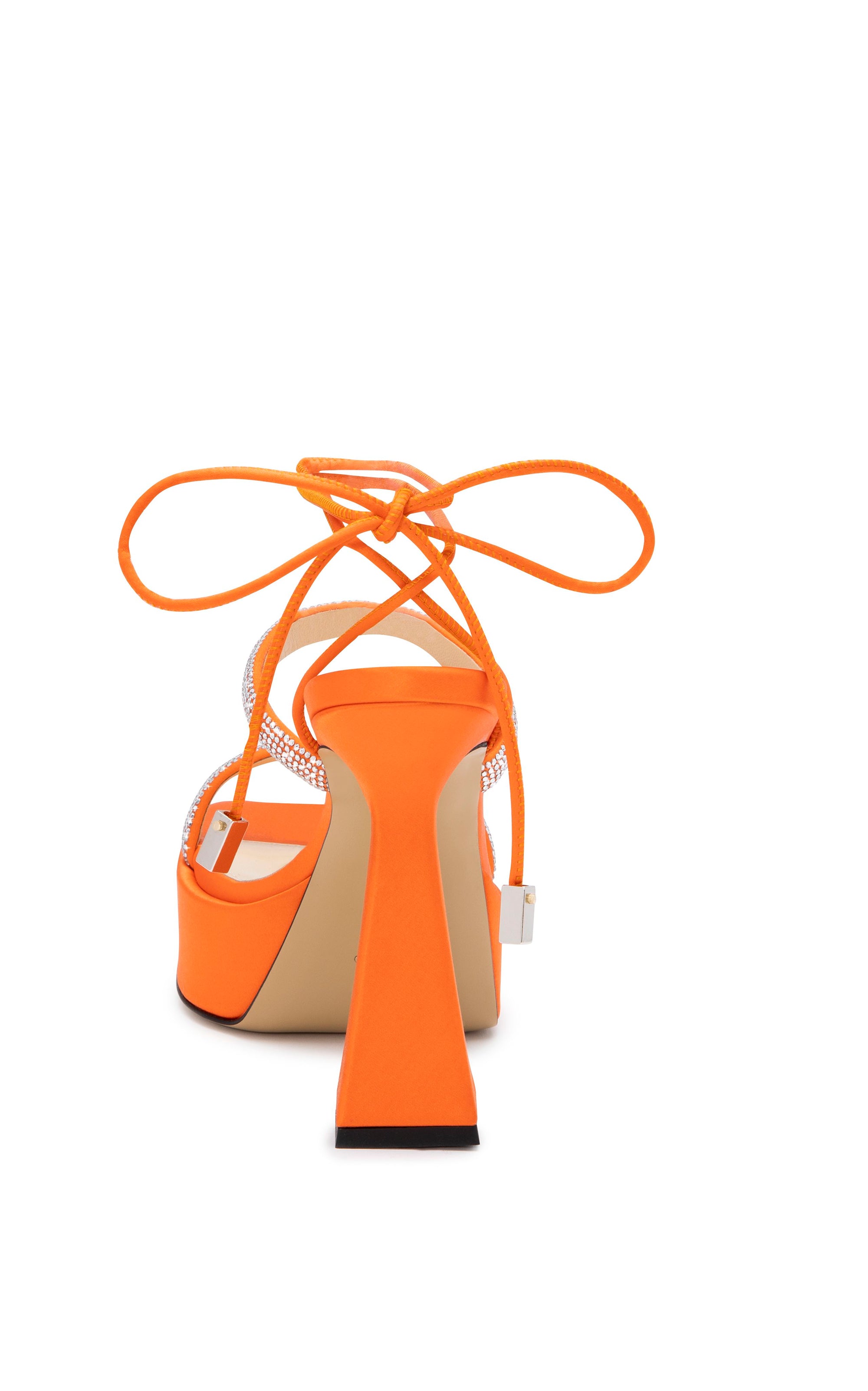 Devon 140 platform sandals in silk & rhinestone - Orange