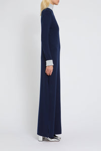 Robe longue Sagan en laine - Navy
