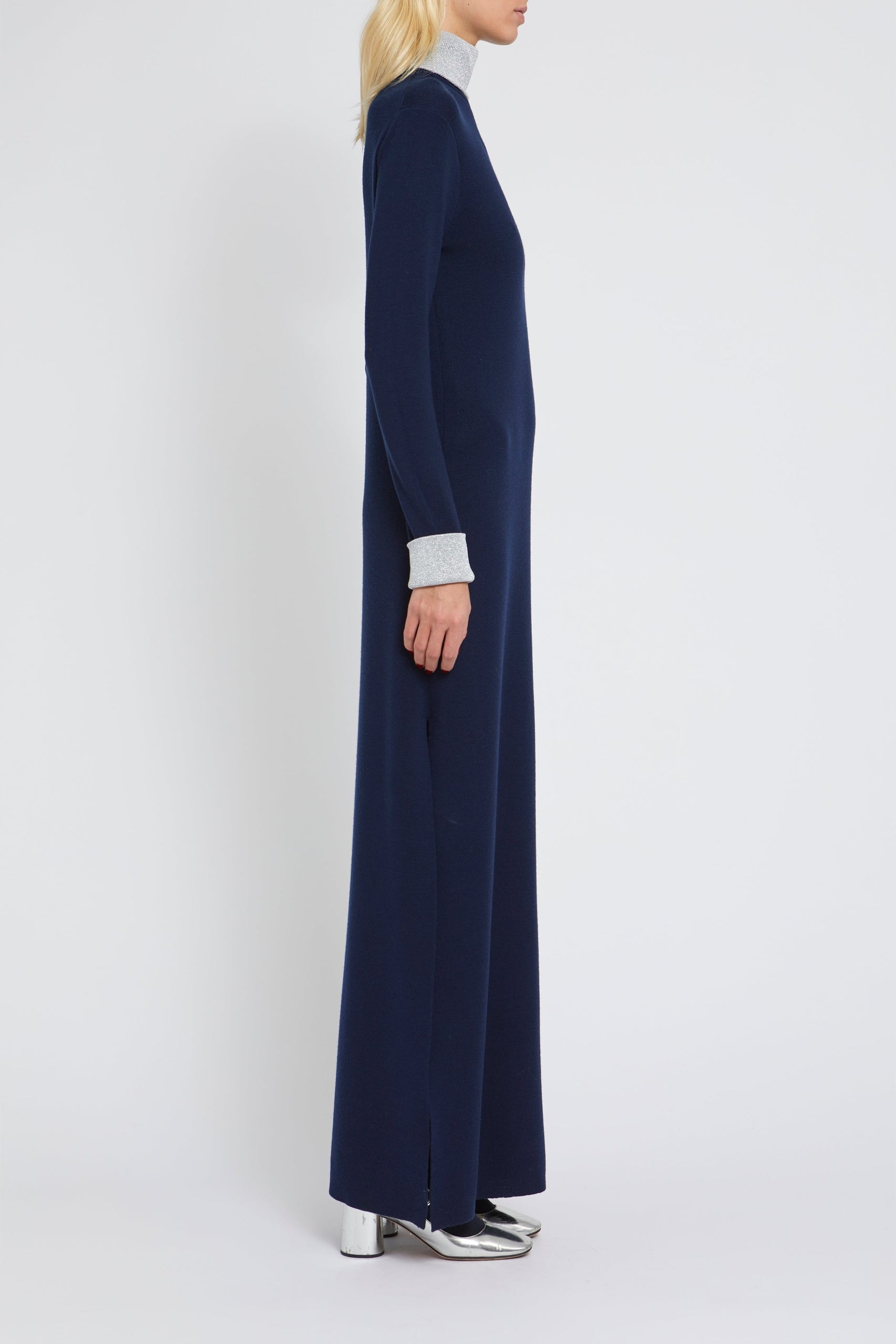 Robe longue Sagan en laine - Navy