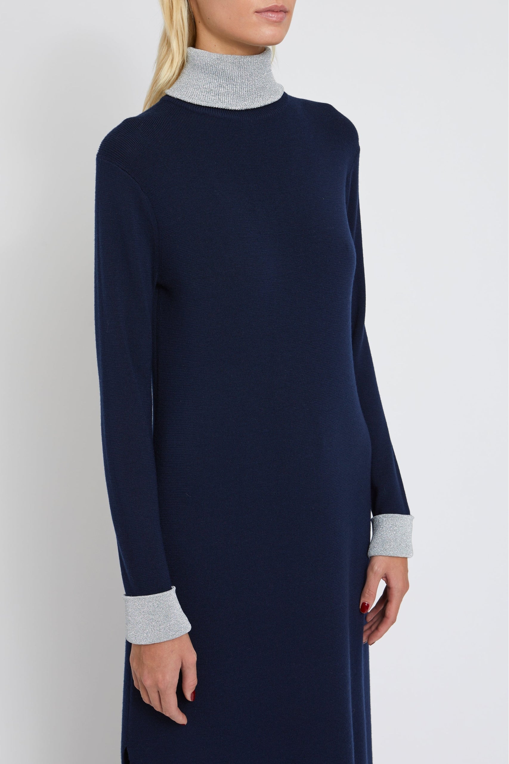 Robe longue Sagan en laine - Navy
