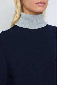 Robe longue Sagan en laine - Navy
