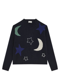 Wool star jumper - Blue Navy & Salvia