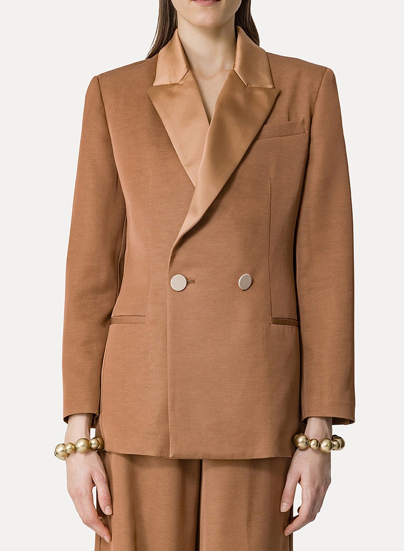 Blazer boutonné en laine - Caramel