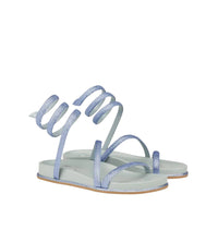 Sandales plates Cleopatra à strass en satin - Celeste & Light Sapphire