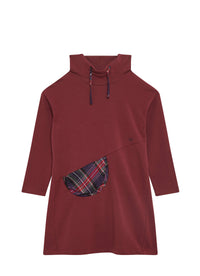 Fleece dress with hood and pockets - Bordeaux & Viola